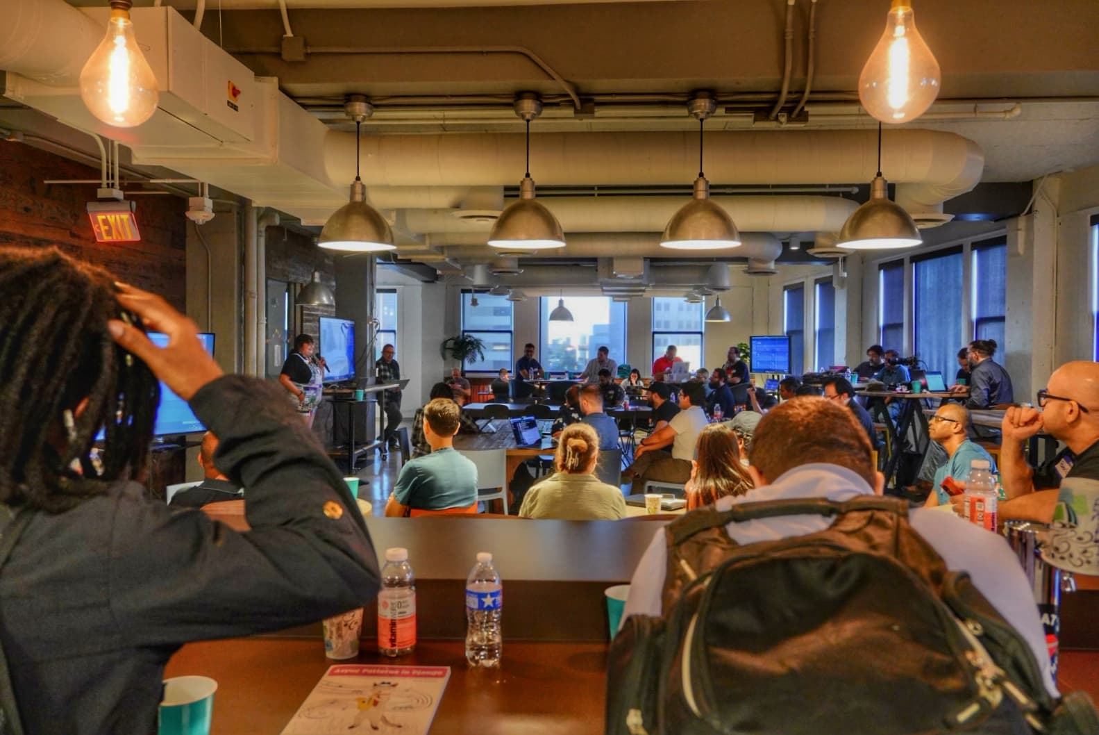 A full room of attendees during a talk at PySanAntonio 2025